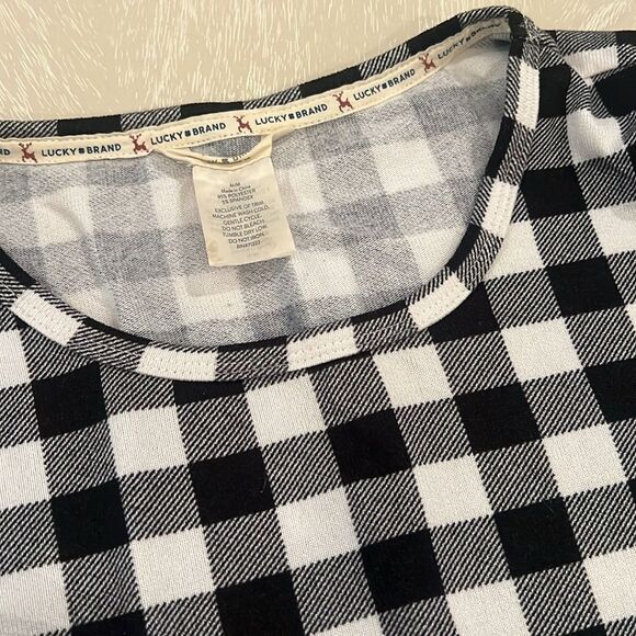 Lucky Brand Black/White Plaid Pajama Set Medium - Picture 3 of 6